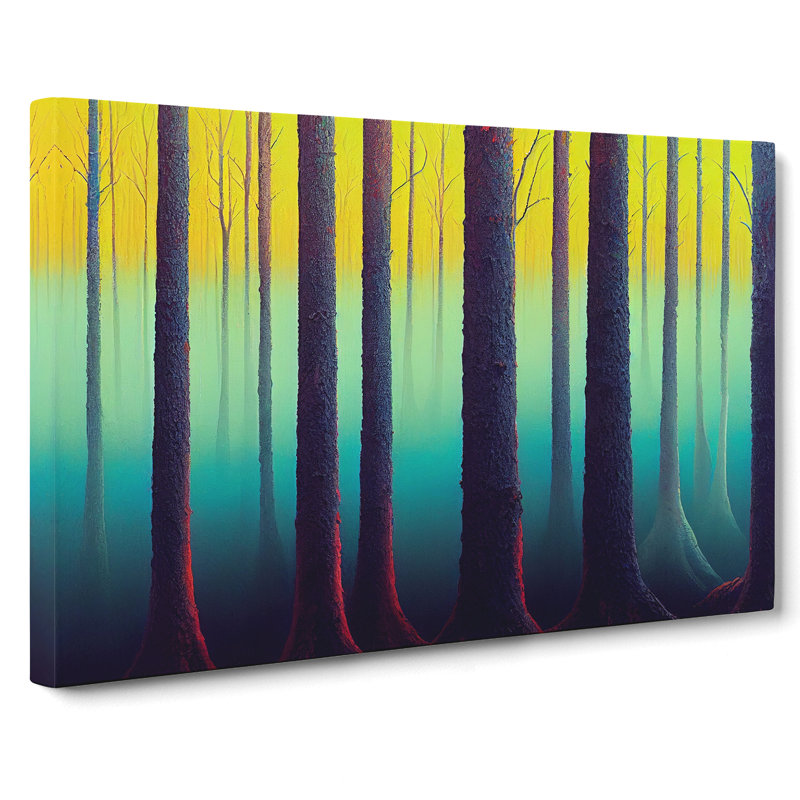 Neon Summer Forest - Wrapped Canvas, 50cm H x 76cm W x 3cm D
