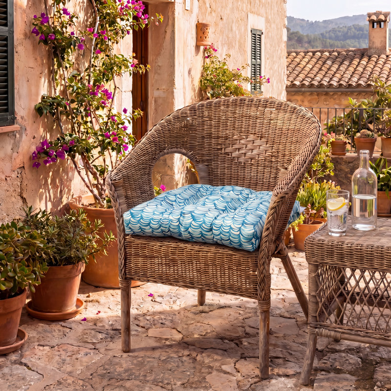  Italia Acrylic Outdoor Chair Cushion, Beachcomber Ocean