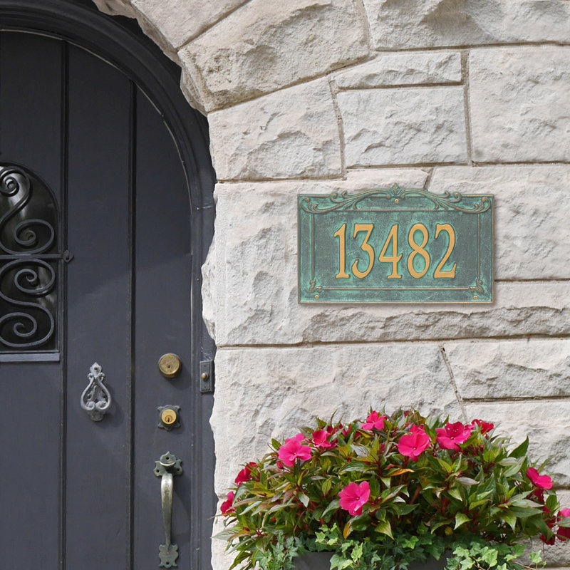 Signature Series 1-Line Wall Address Plaque, Verdigris, Bronze, Yes