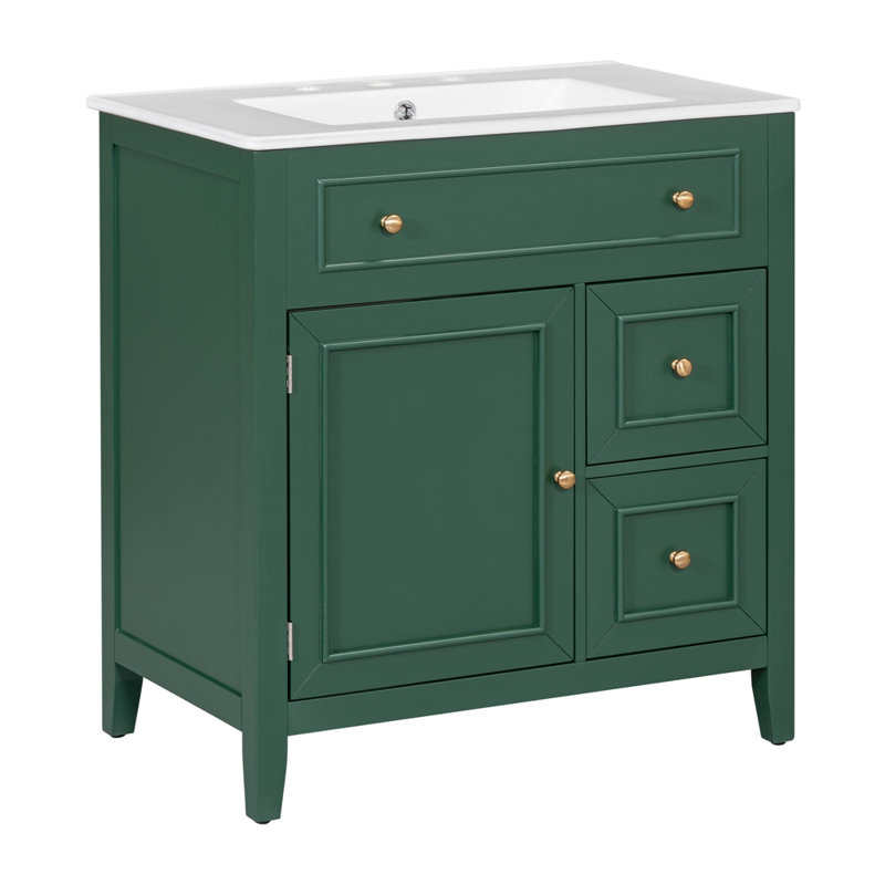 Meuble-lavabo 30 po avec comptoir d'évier, meuble-lavabo, Vert