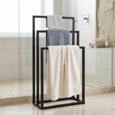 3-Tier Metal Freestanding Towel Rack Bathroom Free Standing Hand Towel Holder Storage Organizer for Home Bath Accessories