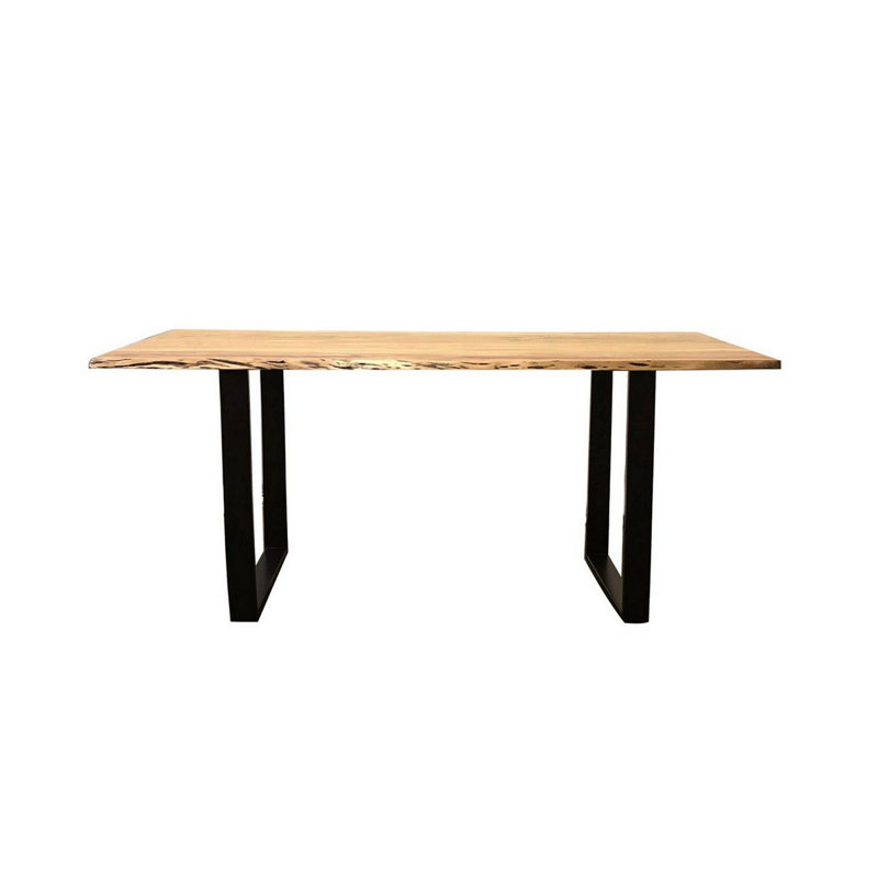 Table de salle à manger Live Edge, pieds en métal noir U Design, naturel