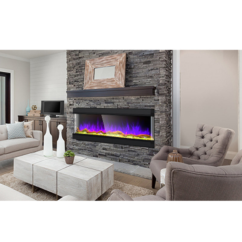 Prower 3-Sided Smart Wi-Fi Electric Fireplace with RGB LED Technology , 24.88" H x 44" W x 11.5" D