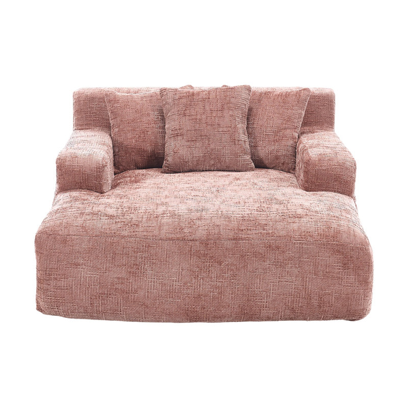 Fauteuil d'appoint avec trois coussins Boneless Contemporary Chenille, Rose
