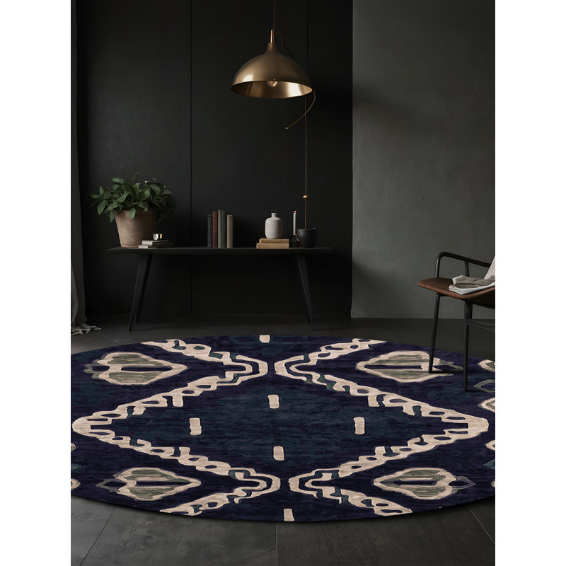 Machine Washable Purple Area Rug, Round 5'