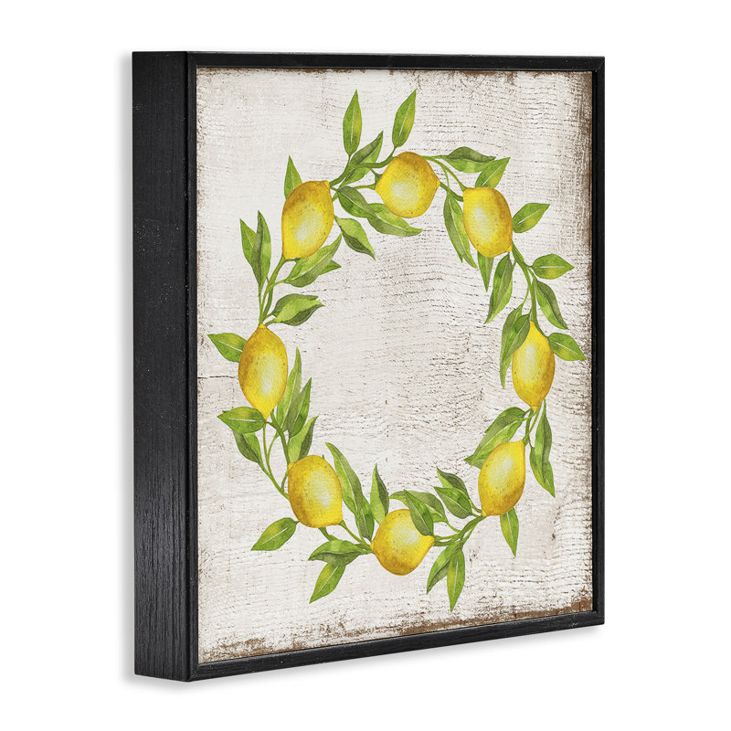  O lettre, couronne de citron, estampe numérique par Creatif Belle, H 12 po x l 12 po, Giclée encadrée noir minuit
