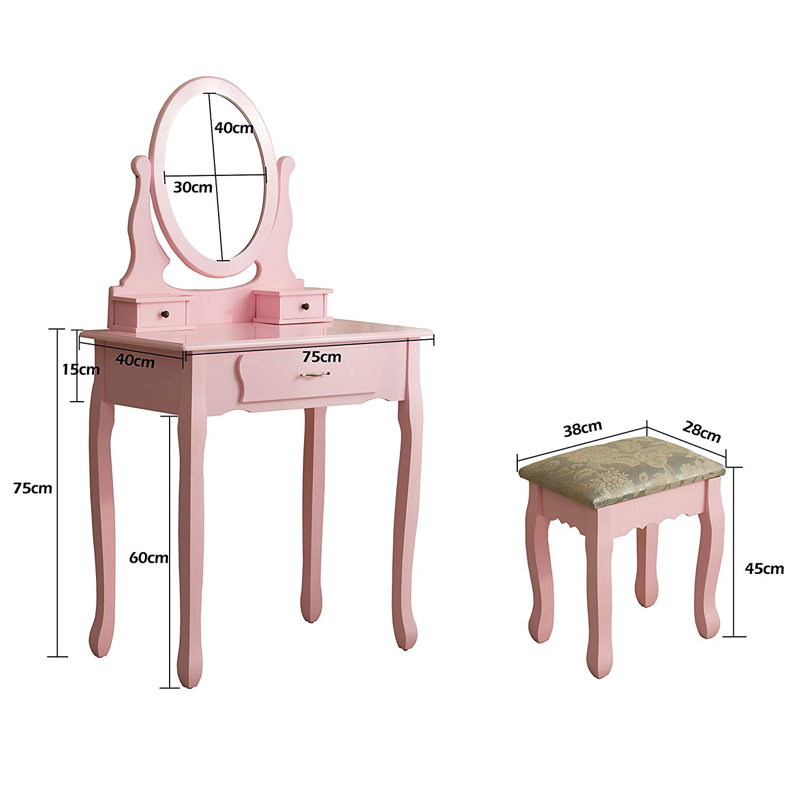 Condit Dressing Table with Mirror, Pink
