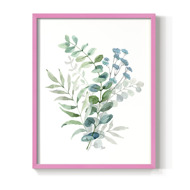 «Blue Mist Eucalyptus II», reproduction encadrée - bois massif, H 15 po x l 12 po, Rose