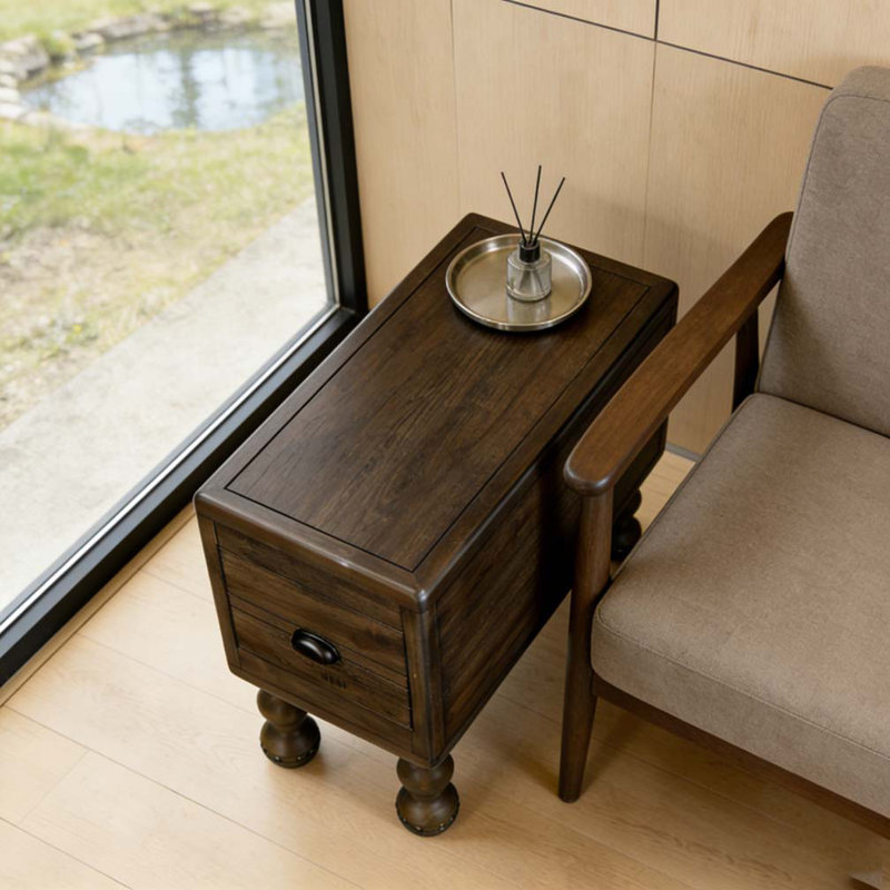 Table d'appoint rectangulaire étroite avec tiroir 23,6 pouces, Espresso