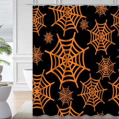 Rideau de douche orange orange avec 12 crochets