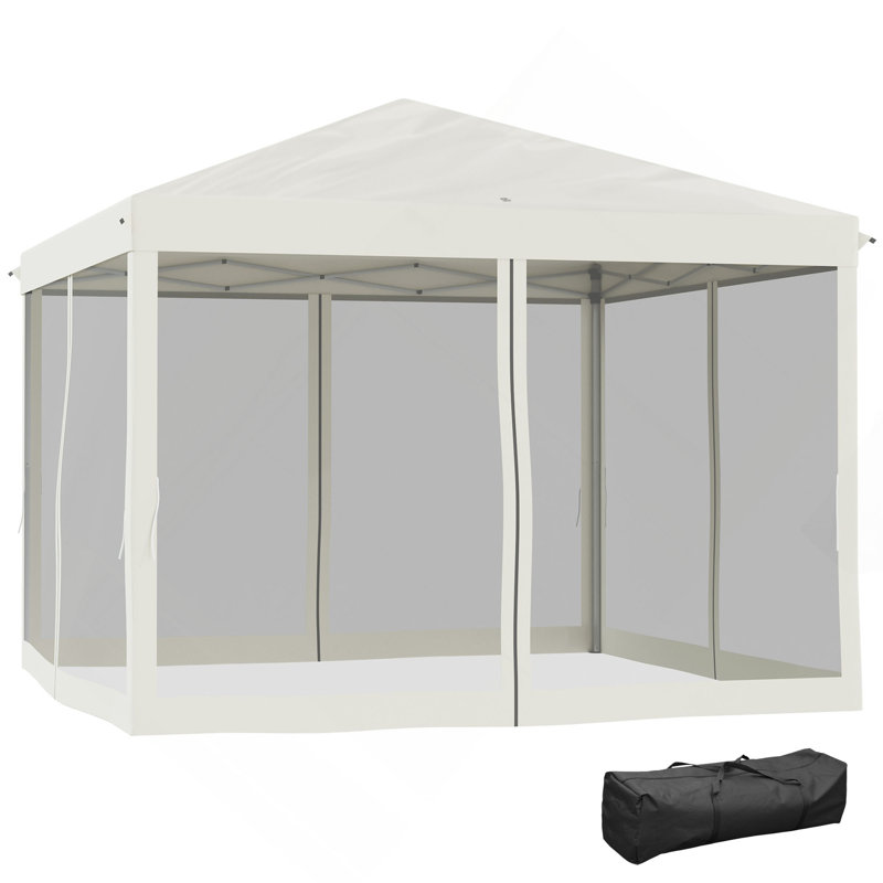 Tente à auvent escamotable avec filet Outsunny, Beige