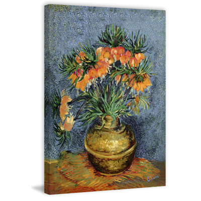 "Imperial Fritillaries in a Copper Vase" Print on Wrapped Canvas