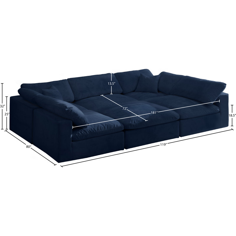 Canapé modulaire en velours réversible Cozy, Velours marine