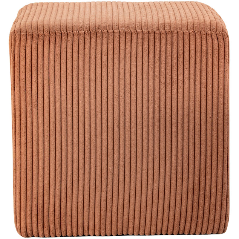 Roy Baber Upholstered Ottoman, Cognac Microsuede Fabric
