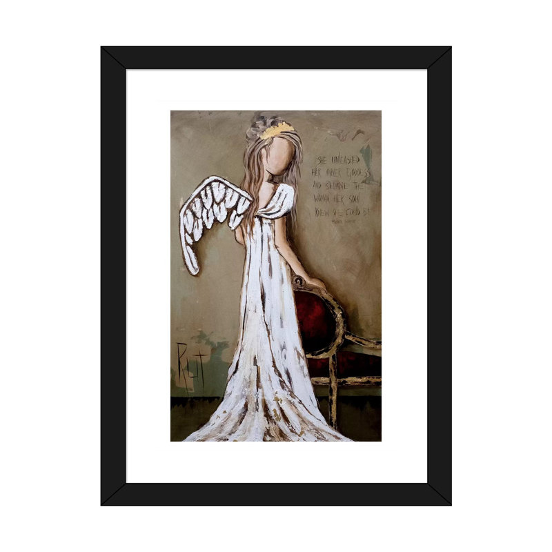 « Unleashed » par rut art Creations-impression d’art graphique, Papier encadré noir, Blanc, H 16 po x l 24 po x P 1 po