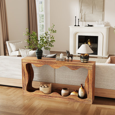Console 63 po avec rangement à 2 niveaux, entrée étroite et canapé, table d'appoint 63 po