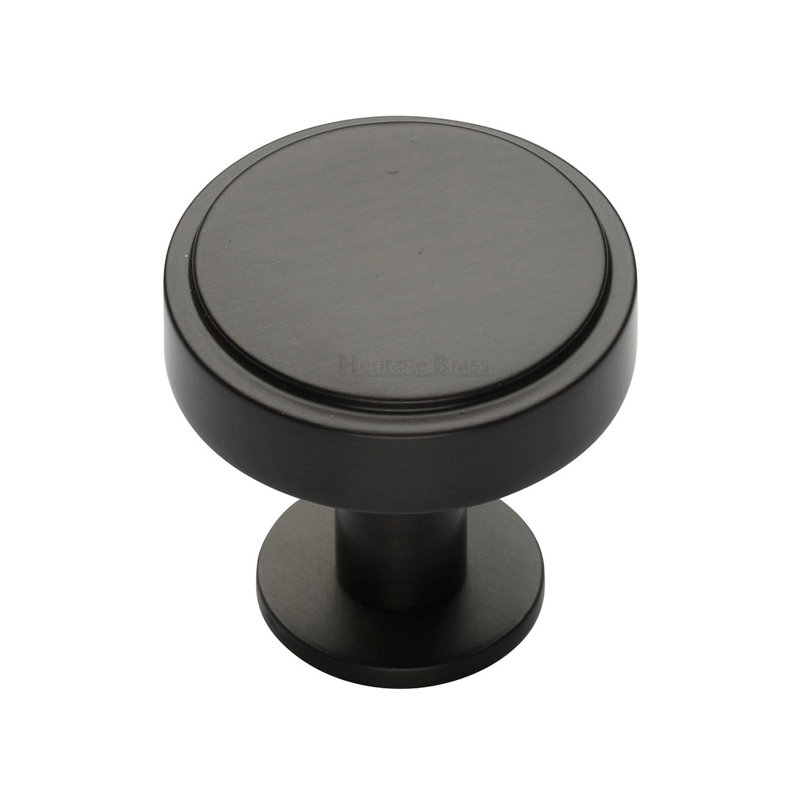 Heritage Brass Cabinet Knob Stepped Disc Design with Rose, 3.2cm