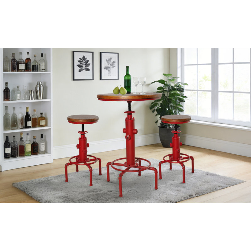 3-Piece Bar Table (32.3"-36.2") & 2 Bar Stools (23.6"-29.5") Set For Pub Kitchen Dining Living Party Bistro Breakfast, Swivel Top, Height Adjustable, Most Weld, Space-Saving
