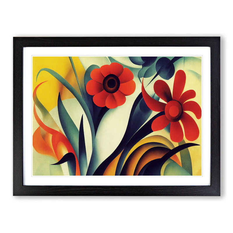Idyllic Flowers - Single Picture Frame Print, Black, 25cm H x 34cm W x 2cm D