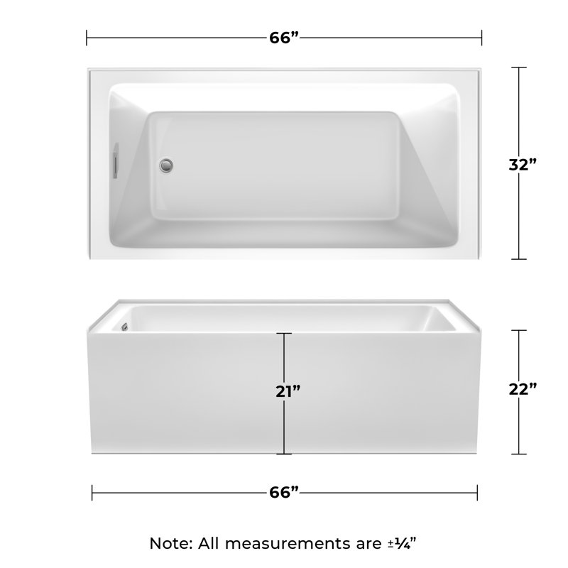 Grayley 66'' x 32'' Alcove / Tile In Soaking Acrylic Bathtub, Left, Polished Chrome