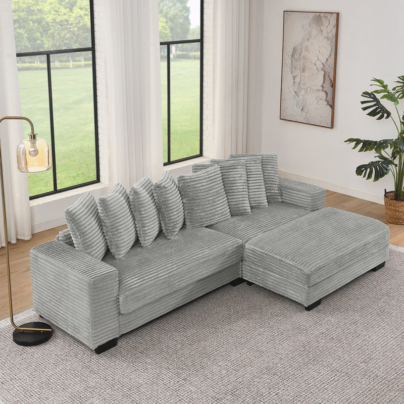 Upholstered Sleeper Sectional Sofa, Gray