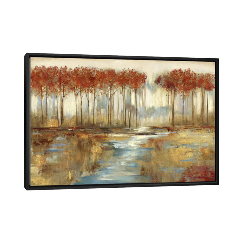 « gracious landscape », impression sur toile, H 18 po x l 26 po x P 1,5 po, Toile avec cadre noir, Pas de tapis