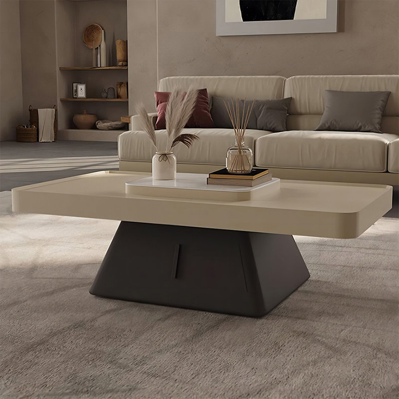 Table basse rectangulaire en bois manufacturé blanc massif