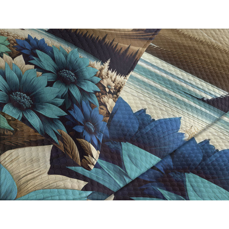 Polyester Floral Coverlet, Queen Coverlet / Bedspread + 2 Standard Shams