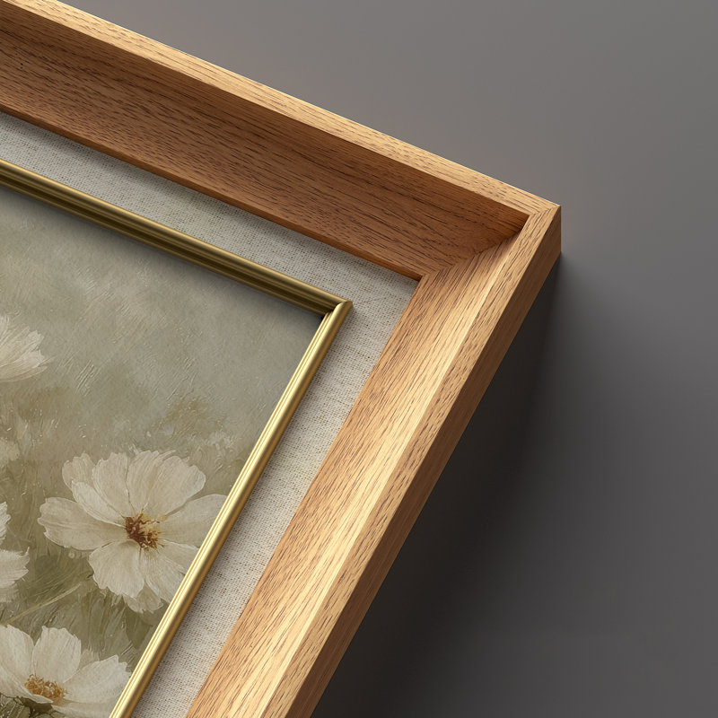 «Soft Meadow Florals», ensemble de 2 reproductions d'art murales encadrées 26 po x 36 po, H 36 po x l 26 po, Naturel