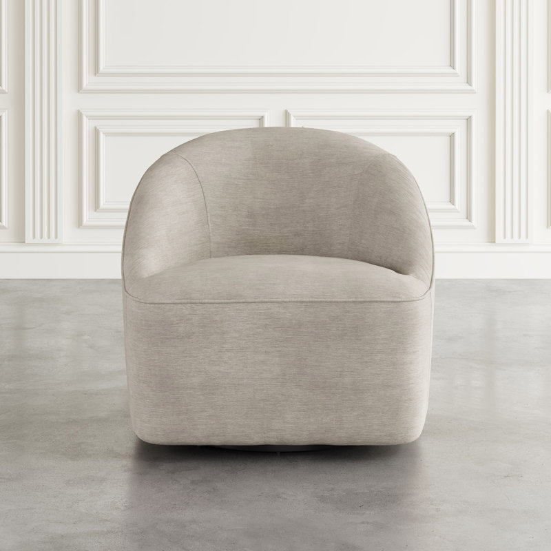 Casimira 30'' Wide Swivel Barrel Chair, Taupe Polyester