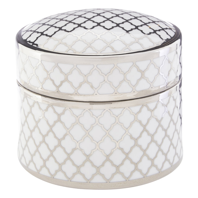 Lucrezia Ceramic Decorative Box, 15.5cm H x 17cm W x 17cm D
