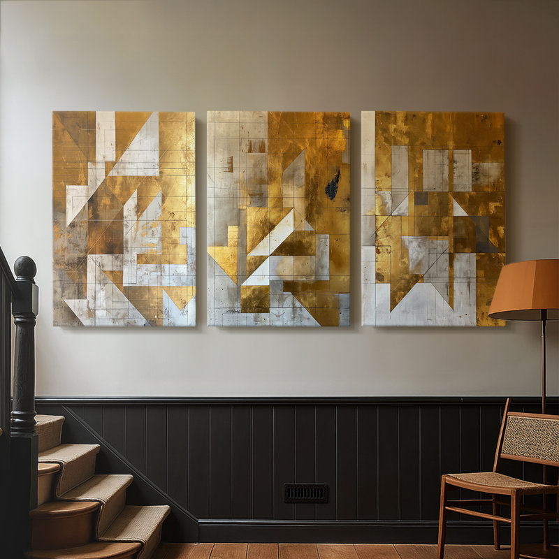 ABSTRACT Series CXV - Toile tendue sur mesure - 3 pièces, H 12 po x l 24 po