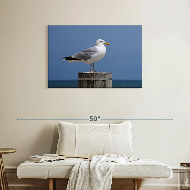 Seagull On Wood Post, 24" H x 36" W