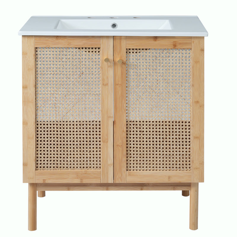Meuble-lavabo de 30 pouces fabriqué à partir de matériaux naturels