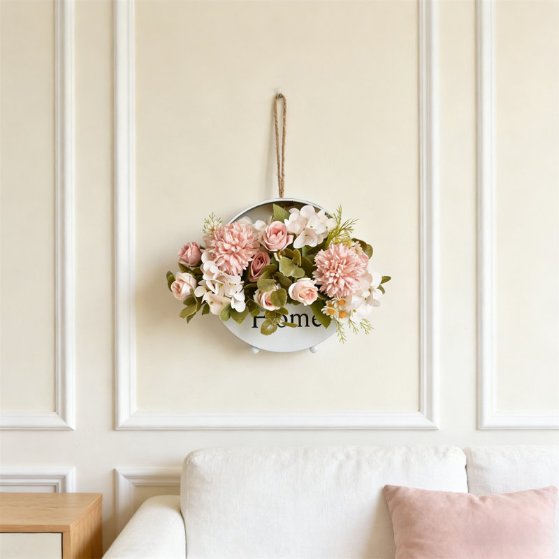 Couronne de linteau artificielle à fleurs séchées