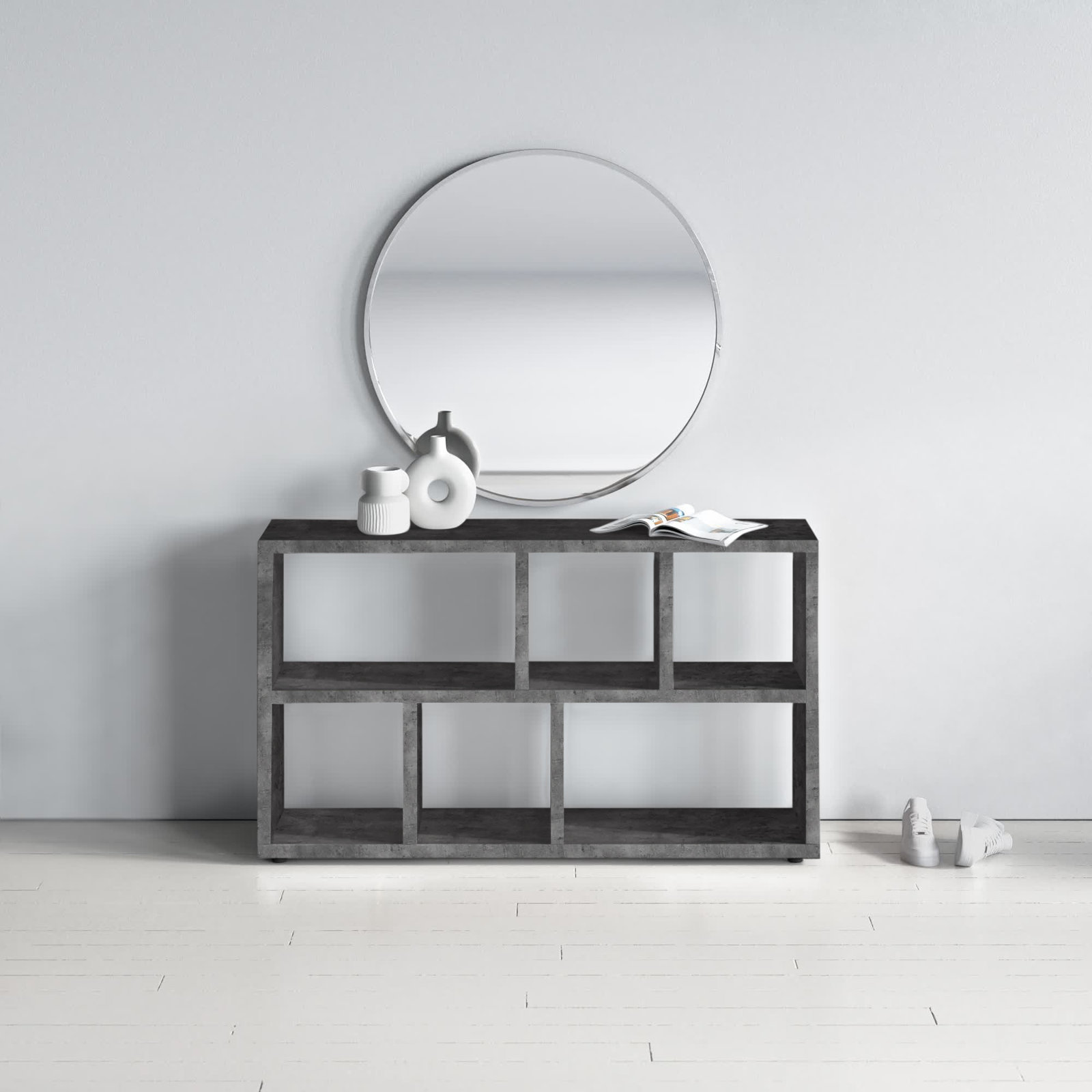 Stetson 59" Bookcase, Faux Concrete