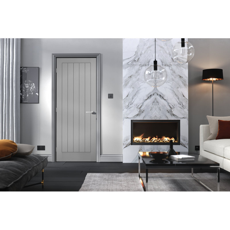 Textured Vertical 5P Grey Internal Door, 198cm H x 83.8cm W x 3.5cm D