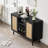 47.2" W Coffee Bar Wine Cabinet With 9-Grid Wine Rack, Sideboard Buffet Table For Kitchen Dining Room, Black-1362823765