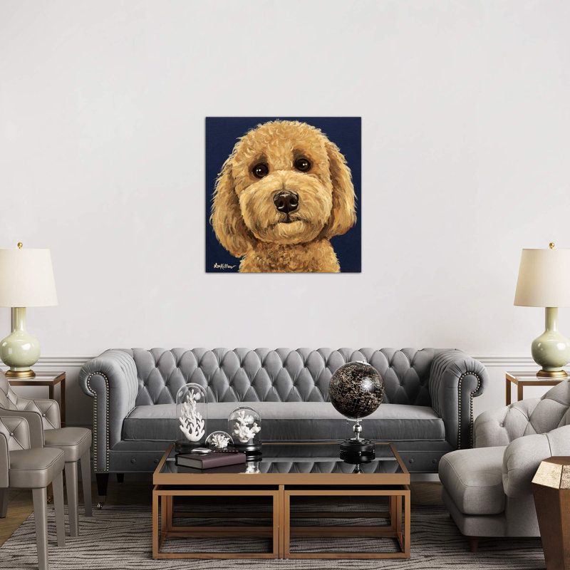 Goldendoodle On Navy by Hippie Hound Studios - Wrapped Canvas Giclee Art Print, 45.72 cm H x 45.72 cm W x 1.91 cm D