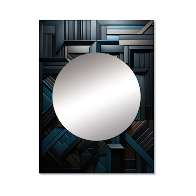 Zanoah Onyx Opulence Vector - Abstract Shapes Unique Wall Mirror, Black Mirror, Printed Metal Art
