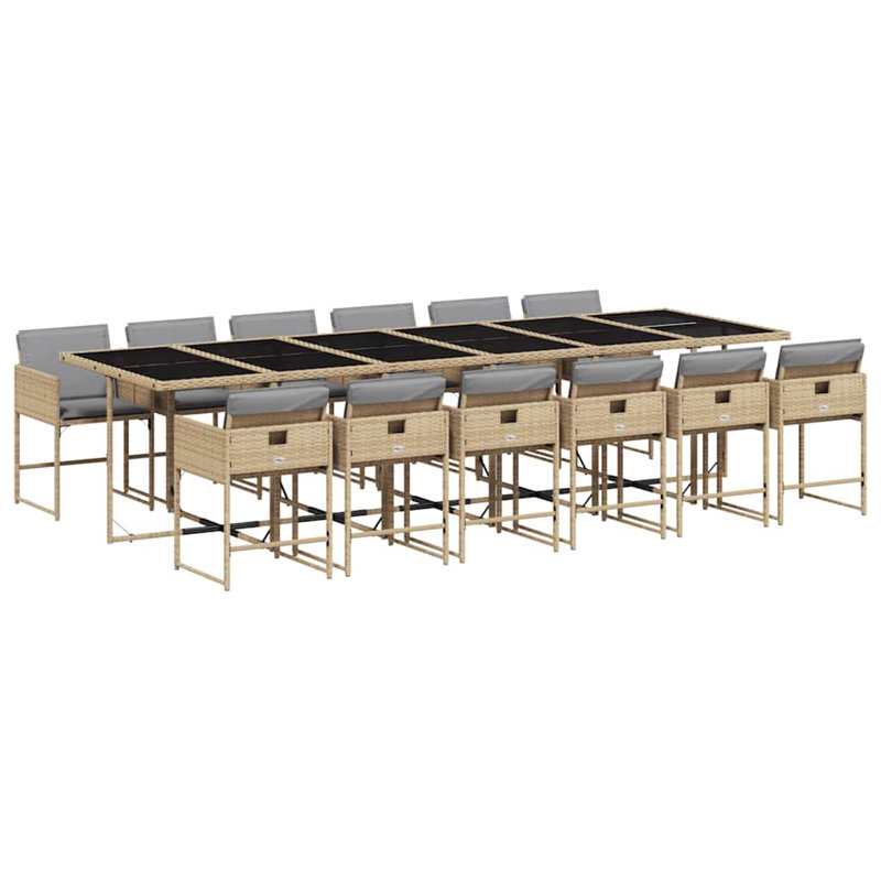Patio Dining Set with, Light Grey, Beige