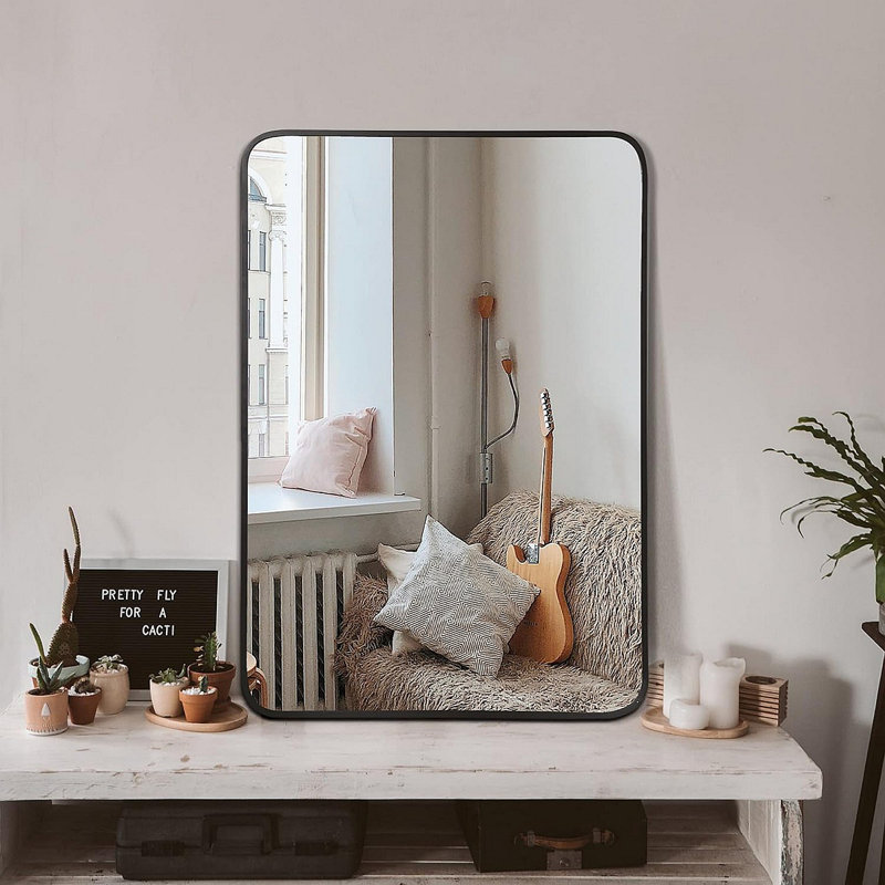 Miroir de salle de bain 24x32 ", 24,06 po x 32,06 po, Noir