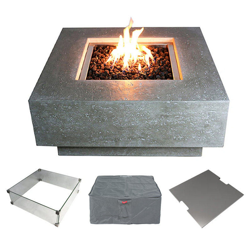 Envelor Fire Pit 16'' H X 36'' W Includes Windscreen, Lid, and Canvas Cover, Propane