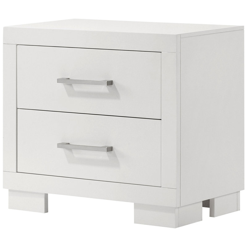 Copper 2-Drawer Rectangular Nightstand with Bar Handle Pulls
