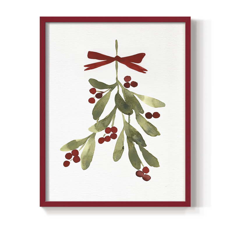 " Mistletoe Bow I ", 21" H x 17" W, Red