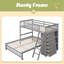 Lit superposé simple au-dessus de double en bois avec six tiroirs et tablettes flexibles, lit inférieur avec roulettes-1775324445