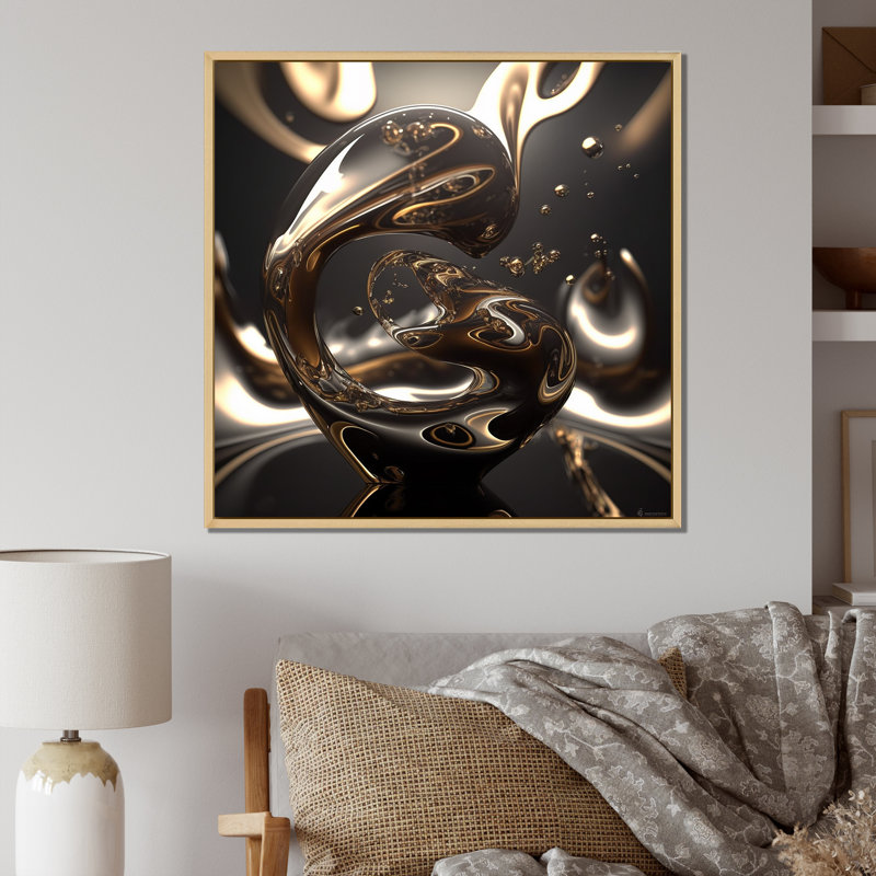 Mystère or foncé 3D - impression, H 36 po x l 36 po x P 1,5 po, Cadre naturel flottant