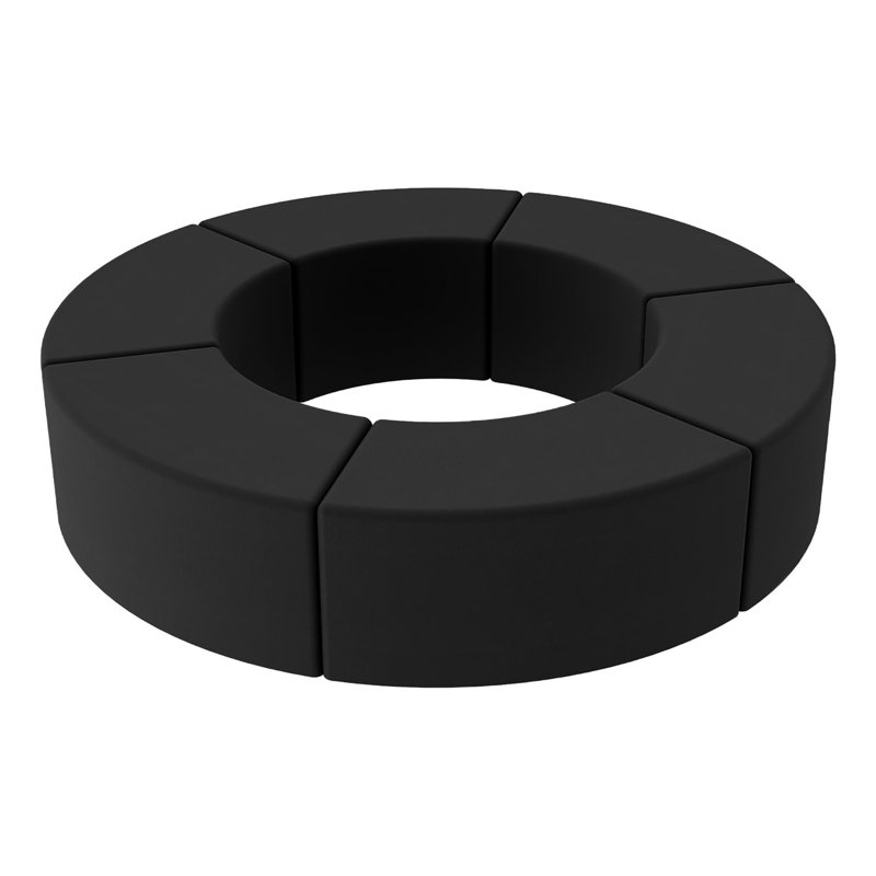 Pro Series Upholstered S Curve Ottoman Height, 6-Pack, Black, 18" H x 20" W x 40" D