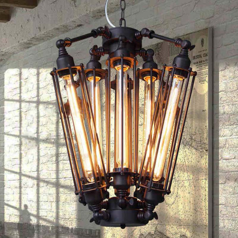 Luminaire suspendu industriel rétro à tubes multiples