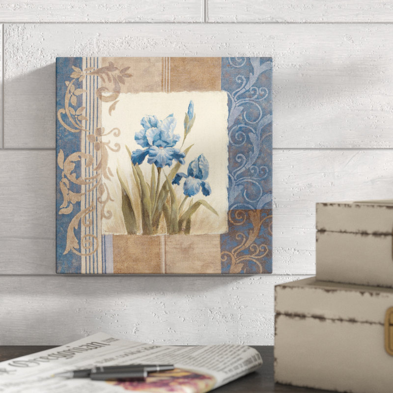 " Blue Iris Scroll " Painting Print, 10" H x 10" W x 1.5" D